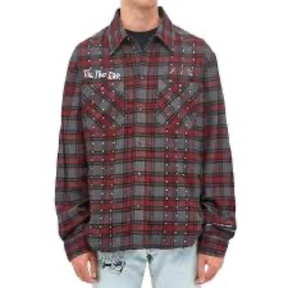 End x Off White Till The End Strass Plaid Flannel NWT Men’s Sz XS - Picture 1 of 14